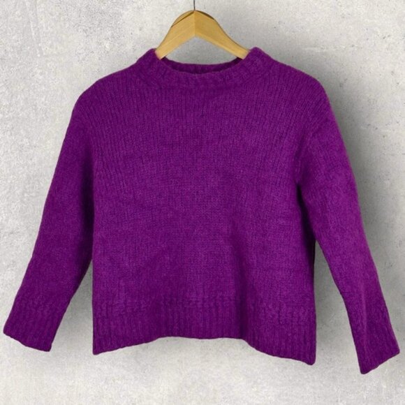 Sezane Chuck Sweater Purple Size Small Mohair Alpaca Pullover Knit Violet Boho S - Picture 4 of 13